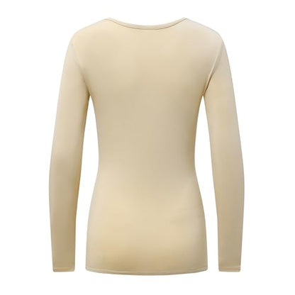 OThread & Co. Women's Long Sleeve T-Shirt Comfy Underscrub Tee Basic Stretch Layer - color: Apricot, size: Large