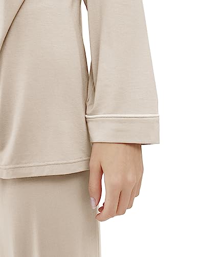 Cherrydew Women's Bamboo Viscose Cooling Long Sleeve Button Up Pajama Set - color: Cream, size: X-Large
