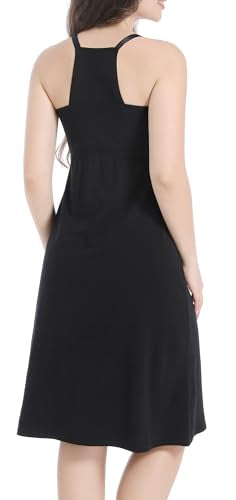 SUIEK 3-Pack Nursing Nightgown Maternity Pajamas Breastfeeding Tank Dresses - color: Black+navy Dot+atrovirens - 3-pack, size: Small