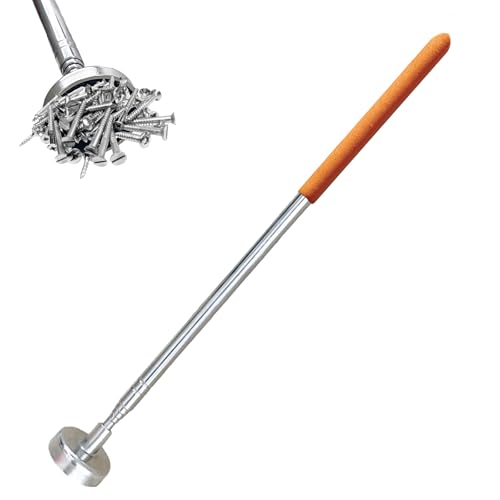 Telescoping Magnetic Pickup Tool, 40” Extendable Large Magnet Stick with 35 LB Pull Capacity, Strong Handheld Magnet Pick up Tool for Retrieving Nails, Screws and Metal Objects (Orange) - color: Orange