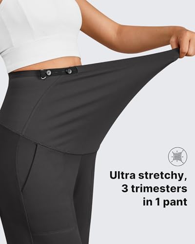 G4Free EverGoing Fleece Lined Maternity Wide Leg Pants Pregnancy Trousers - color: Black, size: X-Large