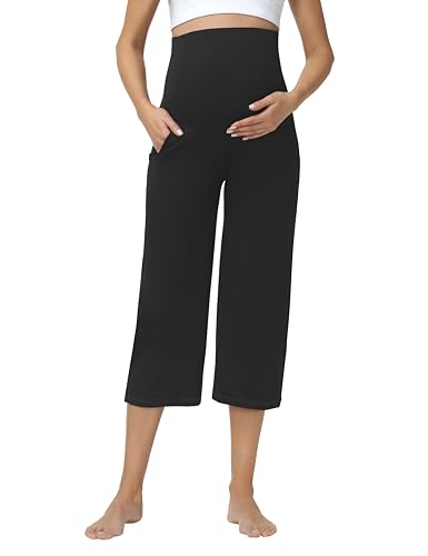 Womens Maternity Pajamas 2 Piece Set Short Sleeve - color: Black, size: X-Large
