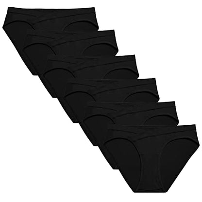 Molasus Cotton Crossover Maternity Underwear Under Bump Pregnancy Bikinis Panties - color: Black, size: Small