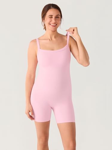 MOMANDA Maternity Bodysuit Shorts 5.5" - color: Sweet Pink, size: Small