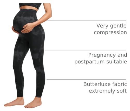 CRZ YOGA Maternity Leggings 28 - color: Black Tie Dye, size: Medium