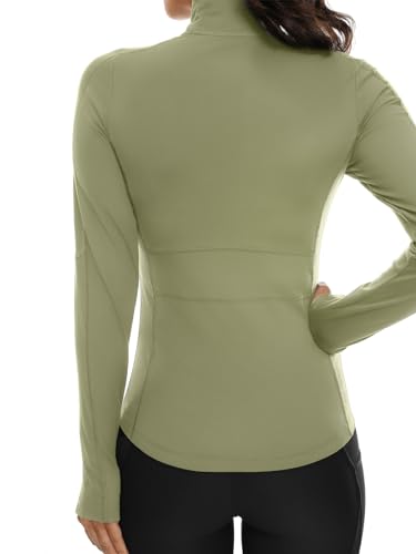 VUTRU Women's Workout Yoga Jacket Full Zip Running Athletic Track Jacket - color: Bean Green, size: X-Small