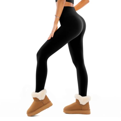 SINOPHANT Fleece Lined Leggings Women, Warm Thermal Winter - color: Black, size: 4X-Large
