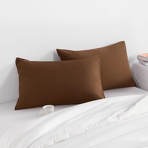 NTBAY Standard Microfiber Pillowcases, Set of 2, Brown - color: Brown, size: Standard (20"x26")