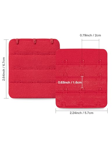 Wingslove Womens Bra Extender Bra Band Breathing room 3pcs-Pack Multi-size - color: Red, 3 Hook 3/4 Inch
