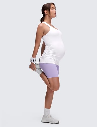 CRZ YOGA Maternity Racerback Tank Tops - color: White, size: X-Large