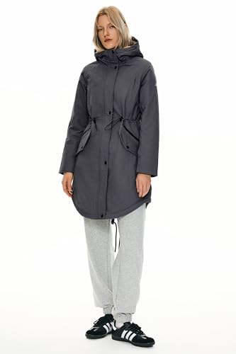 Orolay Women's Thicken Fleece Lined Parka Winter Coat Hooded Jacket with Pockets - color: Darkgray, size: Small