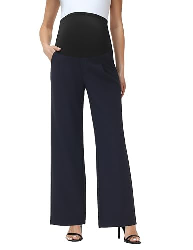 V VOCNI Women's Maternity Work Pants Wide Leg - color: Navy Blue, size: Small