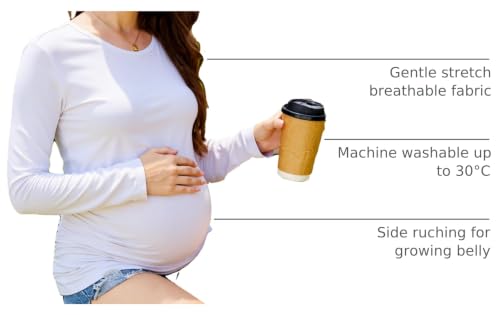 Maternity Shirts Long Sleeve Crew Neck Pregnancy Top for Women - color: White, size: Small