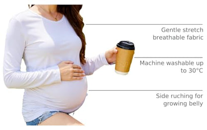 Maternity Shirts Long Sleeve Crew Neck Pregnancy Top for Women - color: White, size: XX-Large