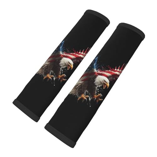 American Flag Eagle 2PCS Car Seat Belt Cover Pad, Comfortable Soft Seatbelt Shoulder & Neck Protection Cushion, Car Accessories Interior,Cars Seat Strap Pads Decor Fit for Cars Trucks Backpack - color: US Flag Eagle