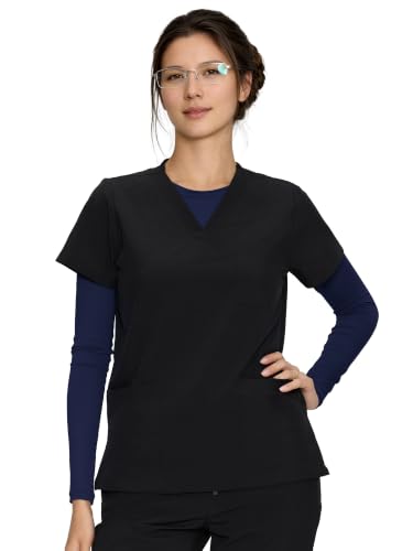 Underscrub Long Sleeve Women High Crew Neck Comfort Tee, Scrub Undershirt - color: Navy Blue, size: Large