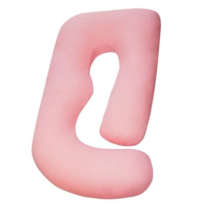 Pregnancy Pillow Cover (ONLY Pillowcase) - G Shaped Pillow Case - Maternity Body Pillow Cover - Removable Soft Cotton Cover (Pink) - color: Pink