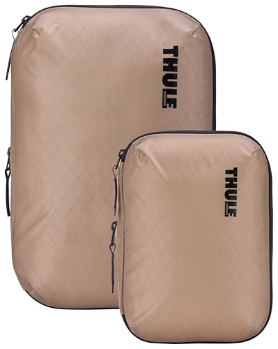 Thule Compression Packing Cube Set, Includes Size Small & Medium, Semitransparent Fabric, Easy to Pack - color: GENTLE BEIGE, size: Small / Medium Set