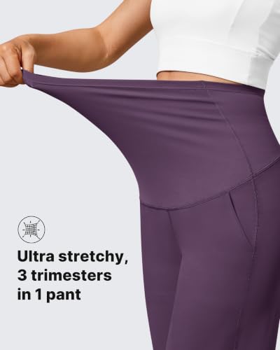 G4Free EverGoing Maternity Pants Over the Belly Pregnancy Work Trousers - color: Grape Purple, size: X-Small