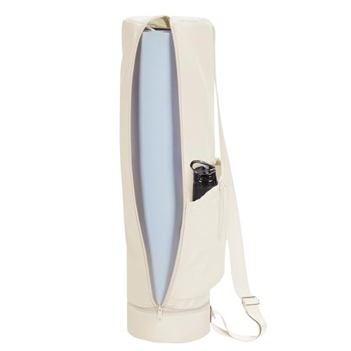 sportsnew Yoga Mat Carrier Bag for Women, Full-Zip Lightweight Pilates Bag - color: Beige, size: Medium pocket