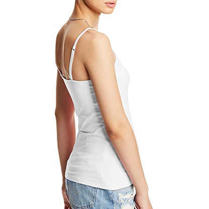 Hanes Women's Cami with Built-in Shelf Bra, Stretch Cotton Camisole, Adjustable Straps - color: White - 1 Pack, size: Small