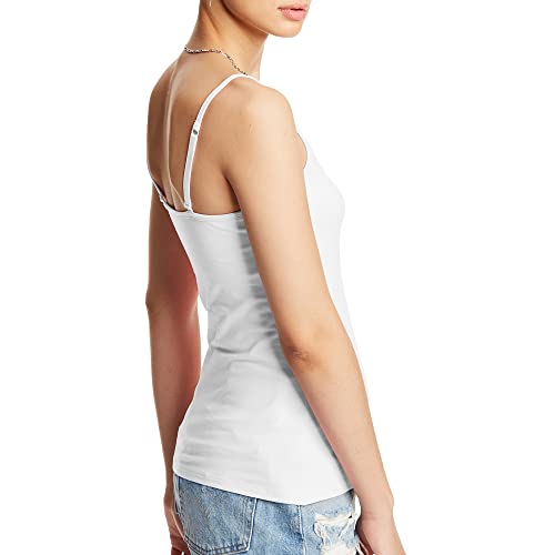 Hanes Women's Cami with Built-in Shelf Bra, Stretch Cotton Camisole, Adjustable Straps - color: White - 1 Pack, size: Medium