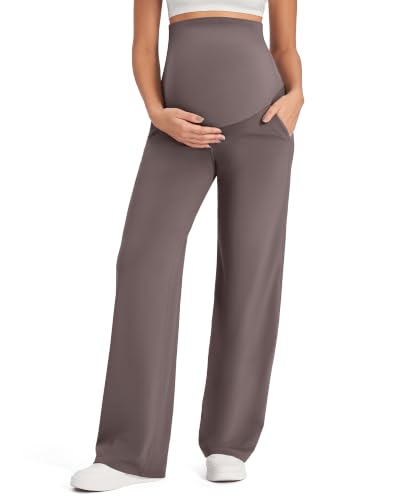 G4Free EverGoing Maternity Pants Over the Belly Pregnancy Work Trousers - color: Taupe, size: Large
