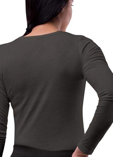 Sivvan Women's Long-Sleeve Comfort Underscrub Tee, Scrubs Undershirts - color: Charcoal, size: 3X-Large