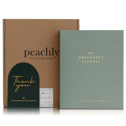 Peachly Pregnancy Journal for First Time Moms - Linen Memory Book (Sage) - color: Sage