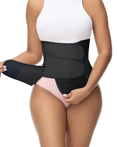SHAPSHE Postpartum Belly Band Adjustable Wrap for Abdomen Compression - color: Black 3 Velcro, size: XX-Large