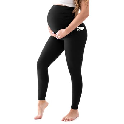 Walifrey Maternity Leggings with Pockets Over the Belly - color: Black, size: XX-Large