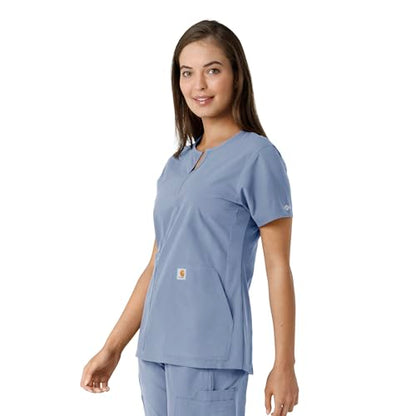 Carhartt Scrubs C12413 Women's Force® Essentials Modern Fit Notch Neck - color: Ceil Blue, size: Medium
