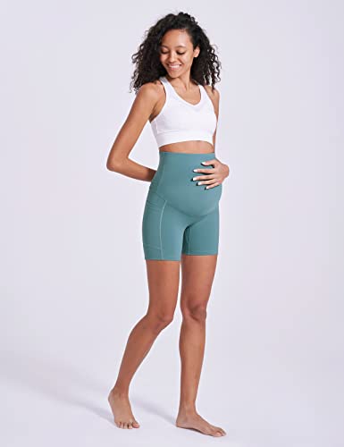 Enerful Maternity Biker Shorts with Pockets 8"/5" - color: Black+pink+light Blue 5", size: Small