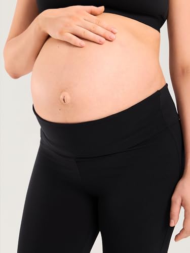 MOMANDA Cotton Maternity Foldover Pants 30.5" - color: Black, size: Medium