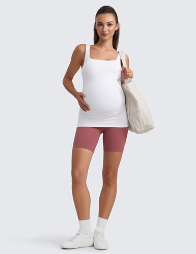 CRZ YOGA Maternity Square Neck Tank Tops - color: White, size: X-Small