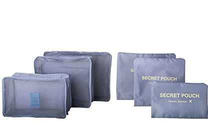 Mossio 7 Set Packing Cubes with Shoe Bag - Compression Travel Luggage Organizer - color: Grey