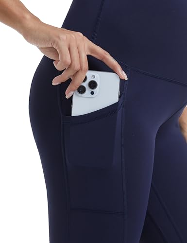 Women's Fleece Lined Maternity Leggings - color: Navy Blue, size: Large