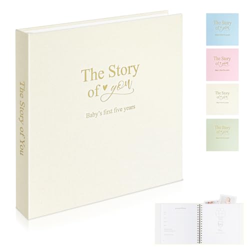 1DOT2 Timeless First 5 Years Keepsake Baby Memory Book for Boy or Girl - color: Beige