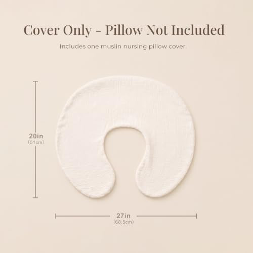 Konssy Muslin Nursing Pillow Covers, Soft Cover for Breastfeeding Pillows - color: Oat