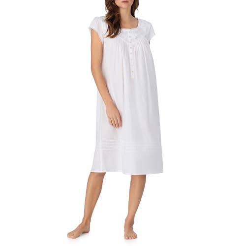 Eileen West 100% Cotton Cap Sleeve 42" Knee Length Nightgowns for Women - color: White, size: X-Small
