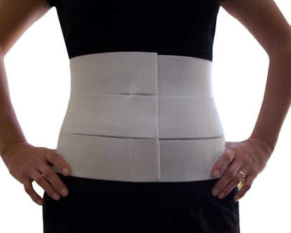 Alpha Medical The Abdominal Binder & Waist Trimmer – Lightweight, Breathable Support for Postpartum, Post-Op, and Body Shaping L0625 (3 Panel Large) White - size: 9" Wide Large
