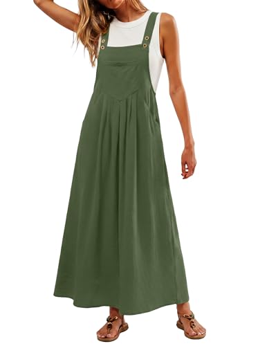 Lepunuo Summer Dresses Women Bib Overall Dresses Adjustable Beach - color: A - Army Green, size: X-Large