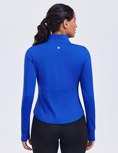 PINSPARK Women's Cropped Workout Jacket Lightweight Full Zip Running Jacket - color: Royal Blue, size: XX-Large