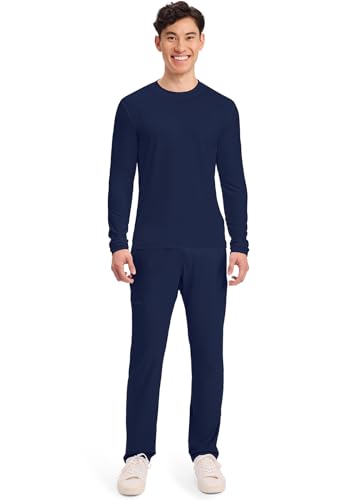 Cherokee Basics Long Sleeve Underscrub for Men Crew Neck Compression Shirt - color: Navy, size: Small