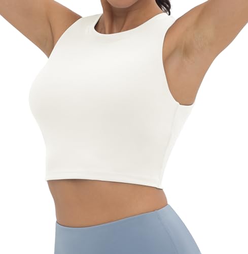 V VOCNI Nursing Tank Tops Racerback Breastfeeding Crop Top - color: White, size: Medium