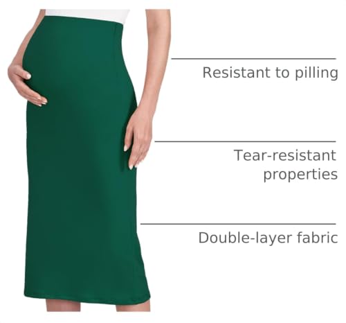 POSHDIVAH Maternity Skirt Over The Belly - color: Hunter Green, size: Large