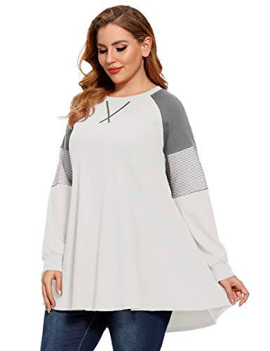 LARACE Plus Size Tops Women Pullover Sweatshirt Long Sleeve Tunic - color: White, size: 1X