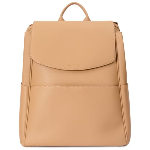 MIA + SOPHIA Leather Diaper Bag Backpack with USB Charging port, Changing Pad, Stroller Straps (Brown Olivia) - color: Brown Olivia