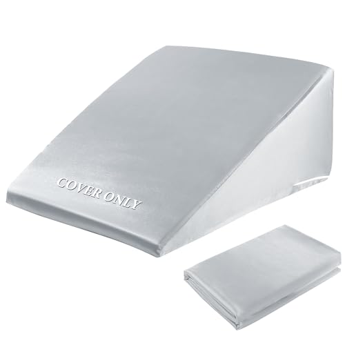 HOMBYS Satin Bed Wedge Pillow Cover Silky & Smooth Wedge Pillowcase 1 Pack 24x24x12, Soft & Breathable, Removable & Machine Washable-Zipper Design (Pillow Not Include),(Light Grey, 24"x24"x12.5") - color: Light Grey, size: 25"x25"x12.5"