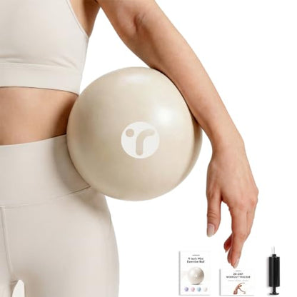 Mini Pilates Ball with Pump, Anti-Burst Yoga Ball - color: White